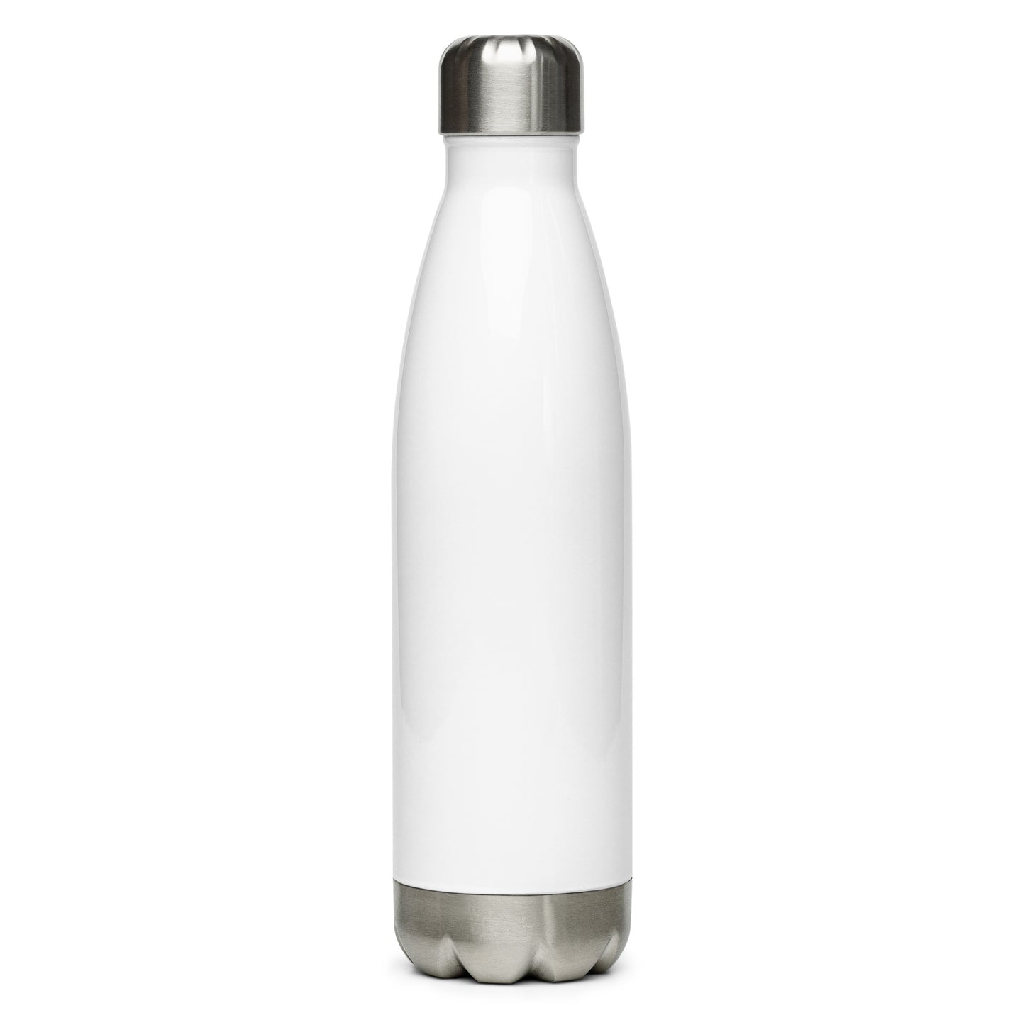 A white insulated water bottle with a silver cap and base, featuring a circular orange and yellow sunset graphic with a green vintage Jeep, black mountains, and cactus silhouettes. The text 'HAITI' is below the graphic in orange, with 'LAKAY MWEN' underneath it. The bottle is slightly turned, showing its back.